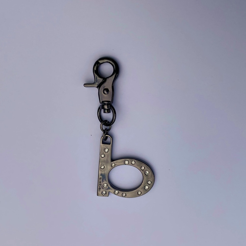 BEBE Gunmetal Rhinestone Letter B Keychain Logo - Handbag Chain - 1 of 2 (NWOT)